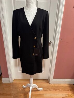 White House Black Market Black Blazer Dress with Gold Buttons